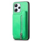 For Redmi Note 13R Pro Retro MagSafe Zipper Wallet Card Bag Back Phone Case(Green) - 2