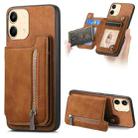 For Redmi Note 13R Pro Retro MagSafe Zipper Wallet Card Bag Back Phone Case(Brown) - 1