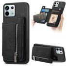 For Redmi Note 13 Pro 5G / Poco X6 5G Retro MagSafe Zipper Wallet Card Bag Back Phone Case(Black) - 1