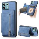 For Redmi Note 13 5G Retro MagSafe Zipper Wallet Card Bag Back Phone Case(Blue) - 1