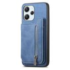 For Redmi Note 13 5G Retro MagSafe Zipper Wallet Card Bag Back Phone Case(Blue) - 2