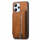 For Redmi Note 13 5G Retro MagSafe Zipper Wallet Card Bag Back Phone Case(Brown) - 2