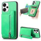 For Redmi Note 13 Pro+ Retro MagSafe Zipper Wallet Card Bag Back Phone Case(Green) - 1