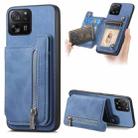 For Xiaomi 13T / 13T Pro Retro MagSafe Zipper Wallet Card Bag Back Phone Case(Blue) - 1