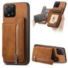 For Xiaomi 13T / 13T Pro Retro MagSafe Zipper Wallet Card Bag Back Phone Case(Brown) - 1