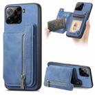 For Xiaomi 15 Pro Retro MagSafe Zipper Wallet Card Bag Back Phone Case(Blue) - 1
