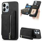 For Redmi Note 14 5G Retro MagSafe Zipper Wallet Card Bag Back Phone Case(Black) - 1