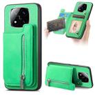 For Redmi Note 14 Pro+ 5G Retro MagSafe Zipper Wallet Card Bag Back Phone Case(Green) - 1