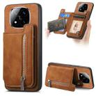 For Redmi Note 14 Pro+ 5G Retro MagSafe Zipper Wallet Card Bag Back Phone Case(Brown) - 1