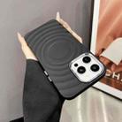 For iPhone 16 Wave MagSafe Silver Lens Frame TPU Phone Case(Black) - 1