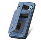 For Google Pixel 9 Pro XL Retro MagSafe Zipper Wallet Card Bag Back Phone Case(Blue) - 3