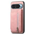 For Google Pixel 9 Pro XL Retro MagSafe Zipper Wallet Card Bag Back Phone Case(Pink) - 2