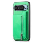 For Google Pixel 9 Pro XL Retro MagSafe Zipper Wallet Card Bag Back Phone Case(Green) - 2