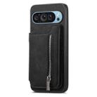 For Google Pixel 9 Pro XL Retro MagSafe Zipper Wallet Card Bag Back Phone Case(Black) - 2