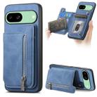 For Google Pixel 8a Retro MagSafe Zipper Wallet Card Bag Back Phone Case(Blue) - 1