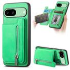 For Google Pixel 8a Retro MagSafe Zipper Wallet Card Bag Back Phone Case(Green) - 1