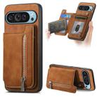 For Google Pixel 8 Pro Retro MagSafe Zipper Wallet Card Bag Back Phone Case(Brown) - 1