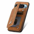 For Google Pixel 8 Pro Retro MagSafe Zipper Wallet Card Bag Back Phone Case(Brown) - 3