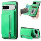 For Google Pixel 7a Retro MagSafe Zipper Wallet Card Bag Back Phone Case(Green) - 1