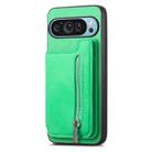 For Google Pixel 7a Retro MagSafe Zipper Wallet Card Bag Back Phone Case(Green) - 2