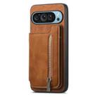 For Google Pixel 7a Retro MagSafe Zipper Wallet Card Bag Back Phone Case(Brown) - 2