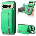 For Google Pixel 7 Pro Retro MagSafe Zipper Wallet Card Bag Back Phone Case(Green) - 1
