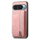 For Google Pixel 7 Retro MagSafe Zipper Wallet Card Bag Back Phone Case(Pink) - 2