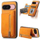 For Google Pixel 9 / 9 Pro Retro MagSafe Zipper Wallet Card Bag Back Phone Case(Yellow) - 1