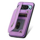 For Google Pixel 9 / 9 Pro Retro MagSafe Zipper Wallet Card Bag Back Phone Case(Purple) - 3
