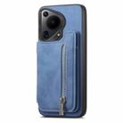 For Huawei Pura 70 Pro+ Retro MagSafe Zipper Wallet Card Bag Back Phone Case(Blue) - 2