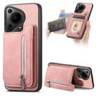 For Huawei Pura 70 Ultra Retro MagSafe Zipper Wallet Card Bag Back Phone Case(Pink) - 1