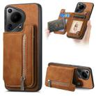 For Huawei Pura 70 Ultra Retro MagSafe Zipper Wallet Card Bag Back Phone Case(Brown) - 1