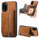 For Huawei nova 13 Pro Retro MagSafe Zipper Wallet Card Bag Back Phone Case(Brown) - 1