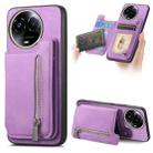 For Realme 11 5G Global Retro MagSafe Zipper Wallet Card Bag Back Phone Case(Purple) - 1