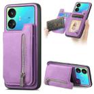 For Realme GT Neo5 SE 5G Retro MagSafe Zipper Wallet Card Bag Back Phone Case(Purple) - 1