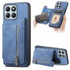 For Honor X8b Retro MagSafe Zipper Wallet Card Bag Back Phone Case(Blue) - 1