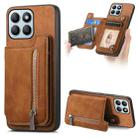 For Honor X8b Retro MagSafe Zipper Wallet Card Bag Back Phone Case(Brown) - 1