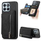 For Honor X8b Retro MagSafe Zipper Wallet Card Bag Back Phone Case(Black) - 1