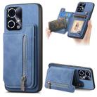 For Honor 90 GT 5G Retro MagSafe Zipper Wallet Card Bag Back Phone Case(Blue) - 1