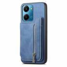 For Honor 100 Retro MagSafe Zipper Wallet Card Bag Back Phone Case(Blue) - 2