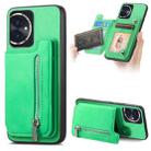 For Honor 100 Retro MagSafe Zipper Wallet Card Bag Back Phone Case(Green) - 1