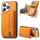 For Honor X50i+ Retro MagSafe Zipper Wallet Card Bag Back Phone Case(Yellow) - 1