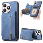 For Honor X50i+ Retro MagSafe Zipper Wallet Card Bag Back Phone Case(Blue) - 1