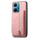 For Honor X50i+ Retro MagSafe Zipper Wallet Card Bag Back Phone Case(Pink) - 2