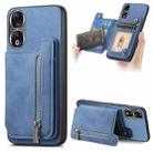 For Honor 90 Retro MagSafe Zipper Wallet Card Bag Back Phone Case(Blue) - 1