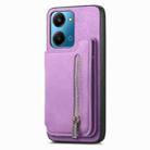 For Honor 90 Retro MagSafe Zipper Wallet Card Bag Back Phone Case(Purple) - 2