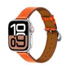 For Apple Watch 46mm / 49mm / 45mm / 44mm Classic Connector Buckle Slim Cow Real Leather Watch Band(Orange) - 1