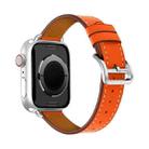 For Apple Watch 46mm / 49mm / 45mm / 44mm Classic Connector Buckle Slim Cow Real Leather Watch Band(Orange) - 3