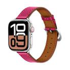 For Apple Watch 46mm / 49mm / 45mm / 44mm Classic Connector Buckle Slim Cow Real Leather Watch Band(Rose Red) - 1