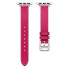 For Apple Watch 46mm / 49mm / 45mm / 44mm Classic Connector Buckle Slim Cow Real Leather Watch Band(Rose Red) - 2